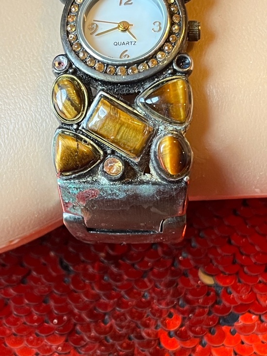Gold Tiger Eye Stone Watch - Etsy Tiger Eye Stone Accent Quartz Bracelet Watch - Gold/Brown Stones